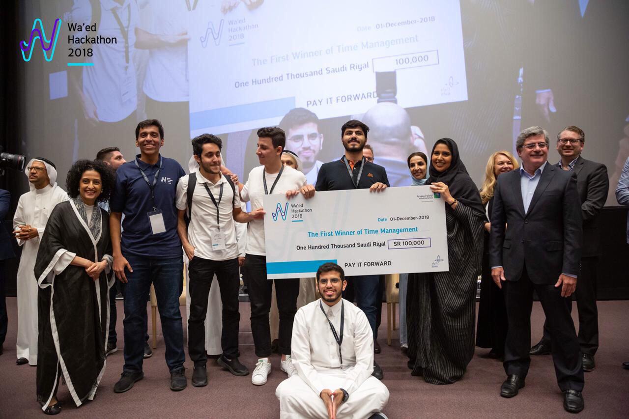 Winning team at the Wa'ed Hackathon